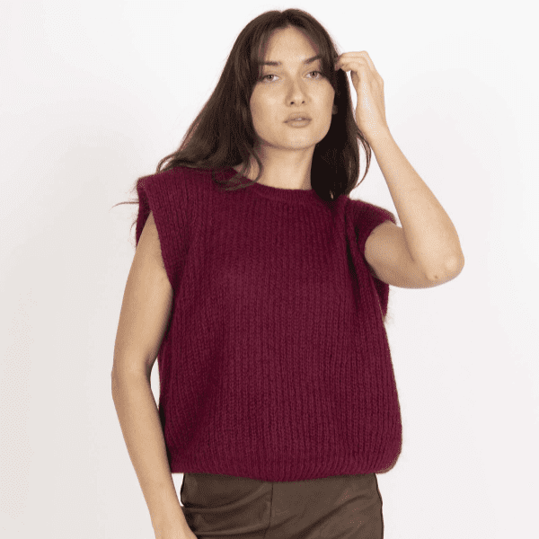 Pull sans manche en Mohair
