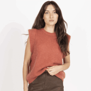 Pull sans manche en Mohair Marron