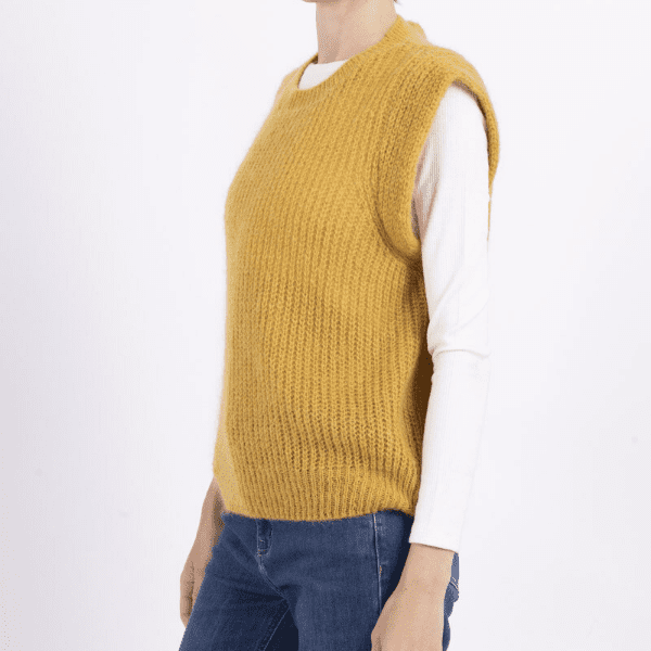 Pull sans manche en Mohair Moutarde – Image 5
