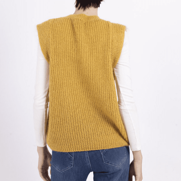 Pull sans manche en Mohair Moutarde – Image 4