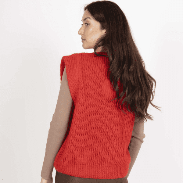 Pull sans manche en Mohair Rouge – Image 2